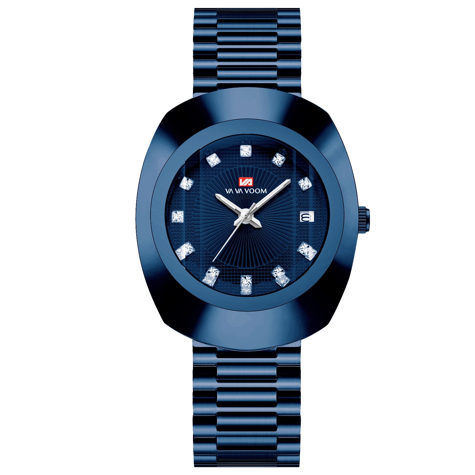Gold Diamond Quartz Watch Stainless Steel Band