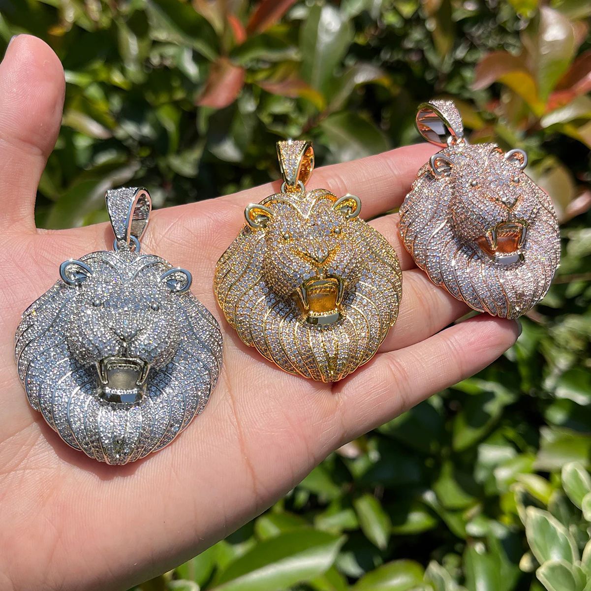 Hip Hop Lion Head Pendant Cuban Chain Necklace